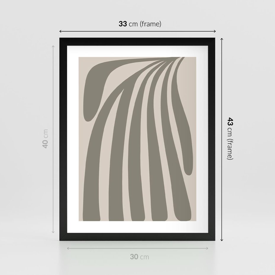 Plakat w ramie 30x40 - Beżowa Delikatność - nowoczesna sztuka, plakat modern - rama czarna