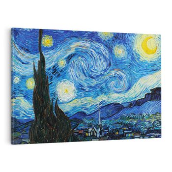Obraz na płótnie 100x70 - "Gwiaździsta noc" (1889) Vincent van Gogh - Reprodukcja - reprodukcja, obraz na płótnie