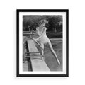 Plakat w ramie 50x70 - Retro Basen - retro zdjęcie, czarno białe - rama czarna