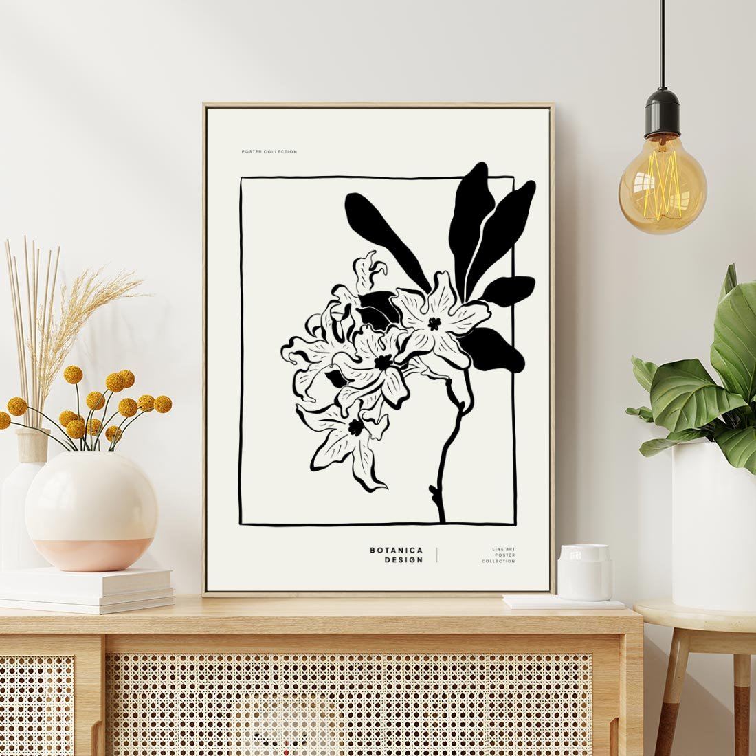 Obraz w ramie 80x120 - Kwiatowe przestrzenie - kwiat, grafika - rama drewno