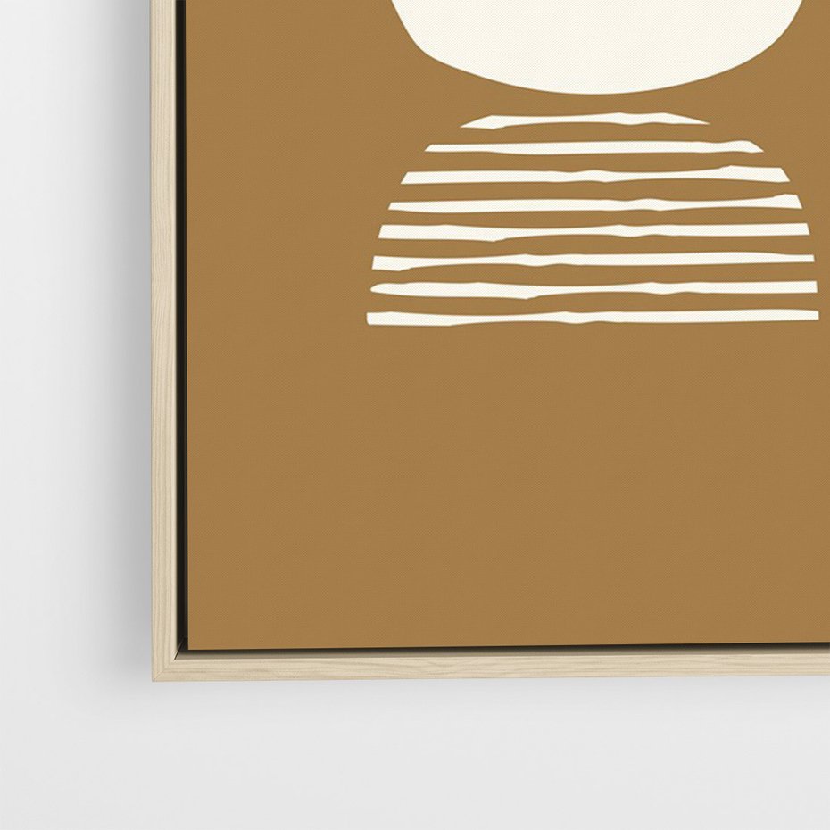 Obraz w ramie 80x120 - Wewnętrzne Spektrum - geometryczne boho kształty na brązowym, karmelowym tle - rama drewno