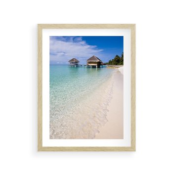 Plakat w ramie 30x40 - Rajski klimat plaży tropikalnej - plaża, tropiki - rama drewno