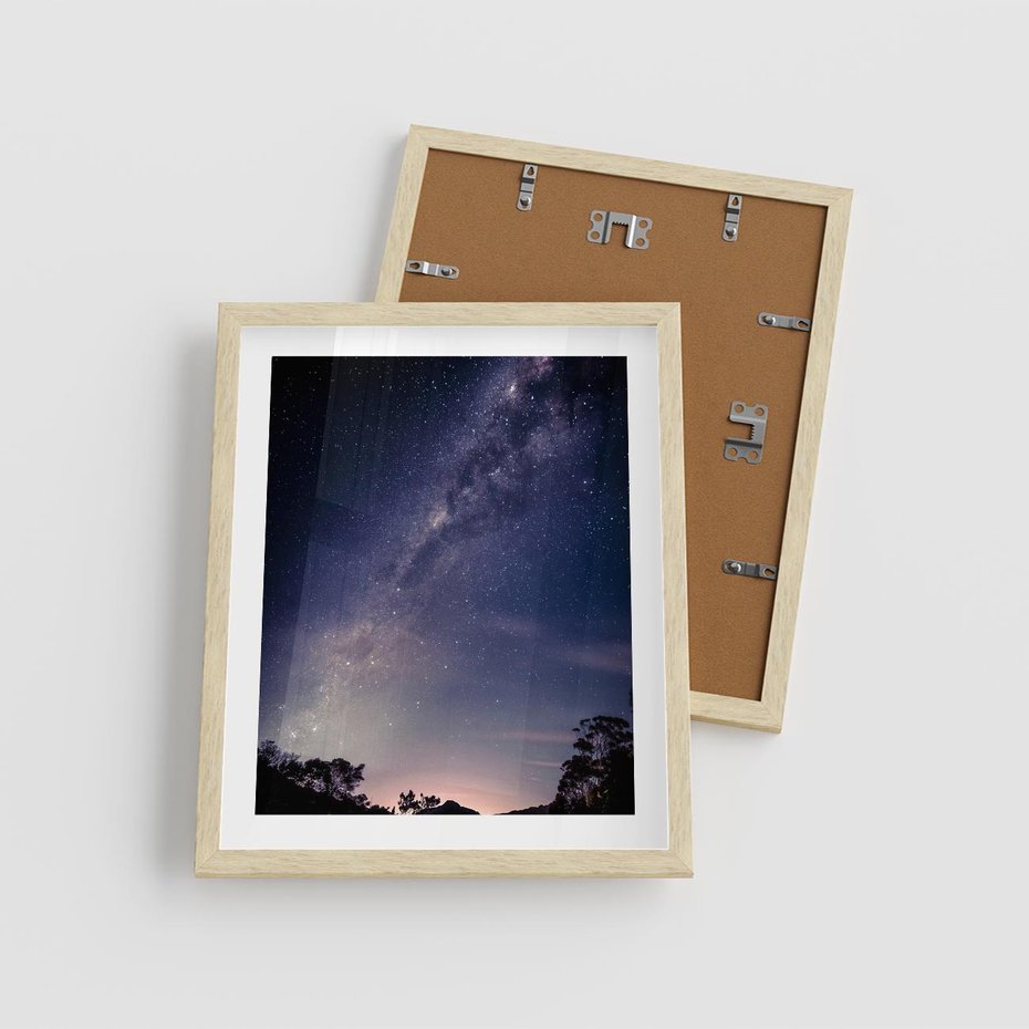 Plakat w ramie 40x50 - Gwiaździste Ujęcie - gwiaździste niebo, noc - rama drewno
