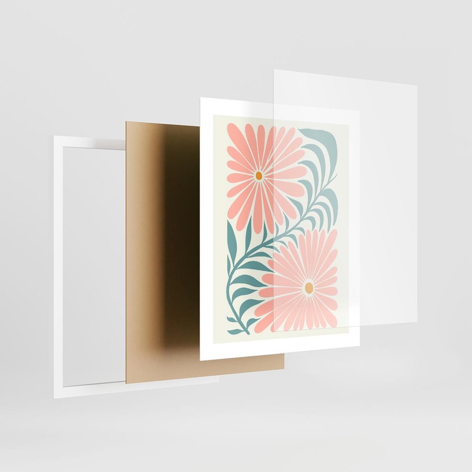 Plakat w ramie 40x50 - Kształtując Marzenia - kwiaty, sztuka nowoczesna - rama biała