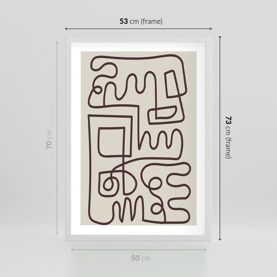 Plakat w ramie 50x70 - Etniczna Abstrakcja - nowoczesna boho grafika, abstrakcja - rama biała