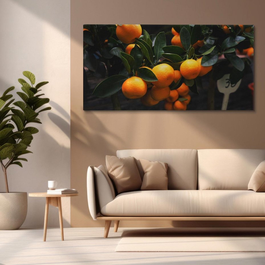 Obraz na płótnie 120x60 - Mandarynki Drzewko Urodzaju - mandarynki, drzewko