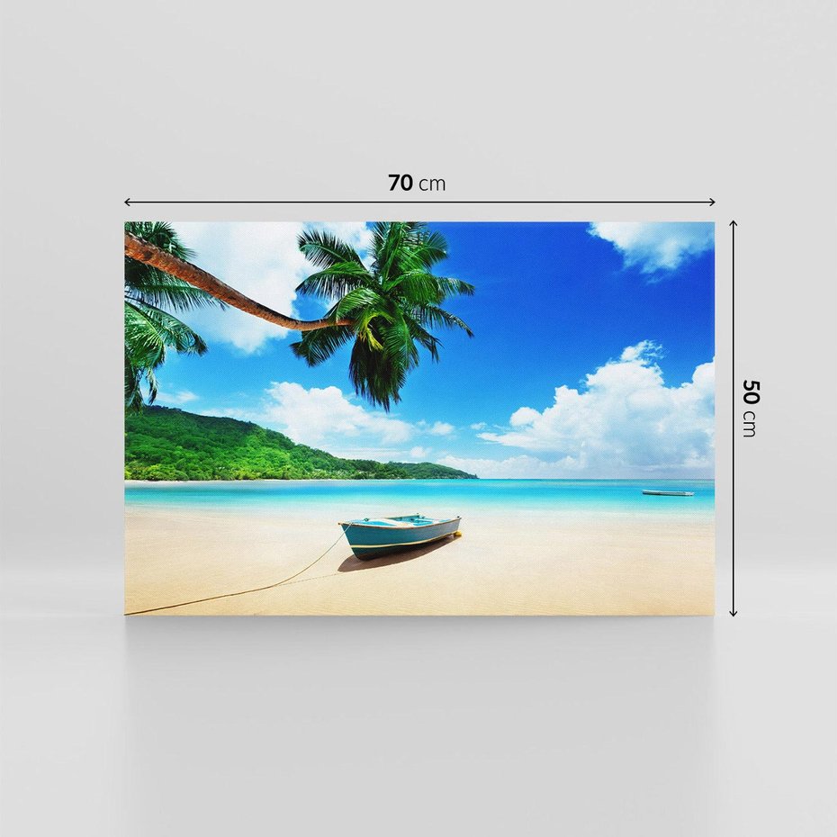 Obraz na płótnie 70x50 - Raj na plaży z palmami - plaża, palma