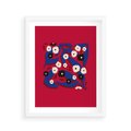 Plakat w ramie 40x50 - Kolorowe Przenikanie - abstrakcyjna kwiatowa kompozycja, czerwone mocne tło - rama biała