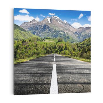 Obraz na płótnie 30x30 - Droga przez góry: podróż do przygody - droga, góry