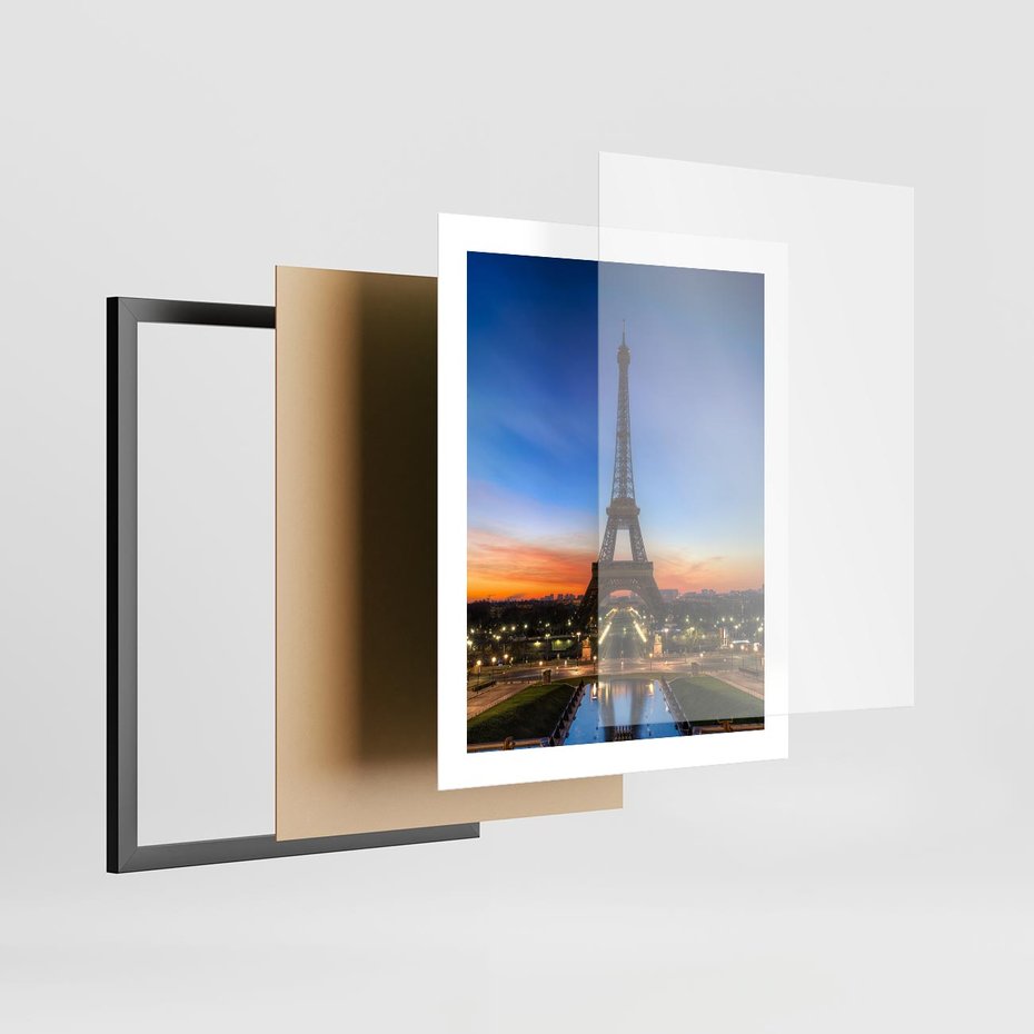 Plakat w ramie 40x50 - Wieża Eiffla w Innej Odsłonie - wieża, Eiffla - rama czarna