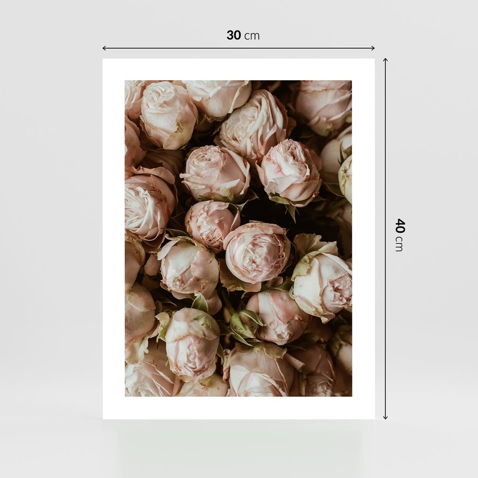 Plakat bez ramy 30x40 - Róże i Różowe Kwiaty w Kompozycji - róże, różowe kwiaty