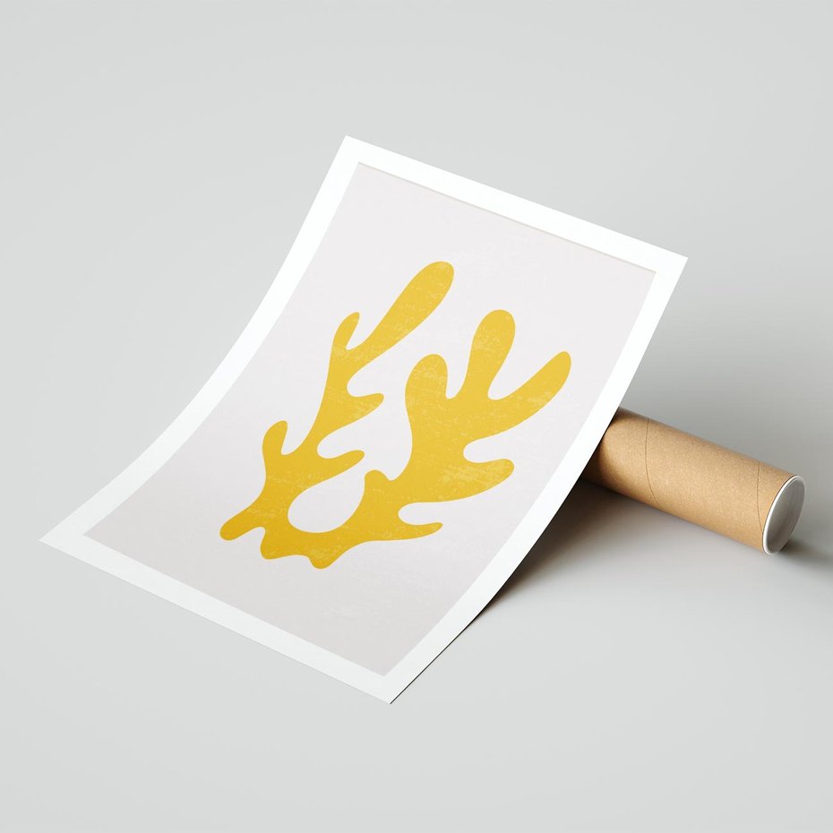 Plakat bez ramy 21x30 - Abstrakcyjna Synergia - abstrakcyjna żółta forma, minimalizm