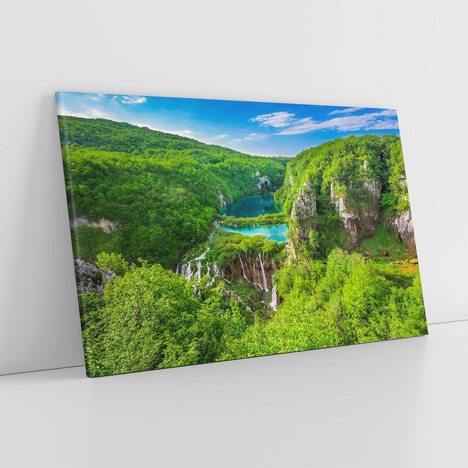 Obraz na płótnie 70x50 - Jeziora Pitwickie: urok Chorwacji - Jeziora, Pitwickie