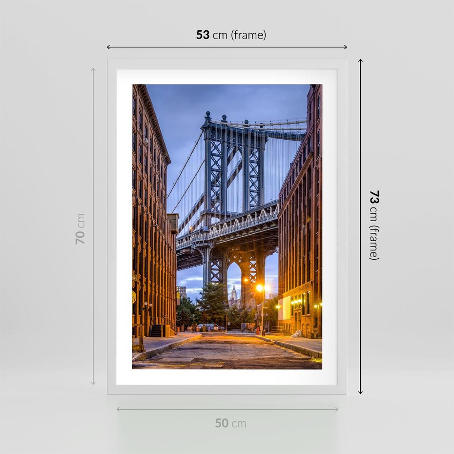 Plakat w ramie 50x70 - Most w mieście - most, miasto - rama biała
