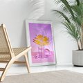 Plakat bez ramy 30x40 - Neonowy Liść Palmy na Fotografii - neonowa fotografia, liść palmy w szklance