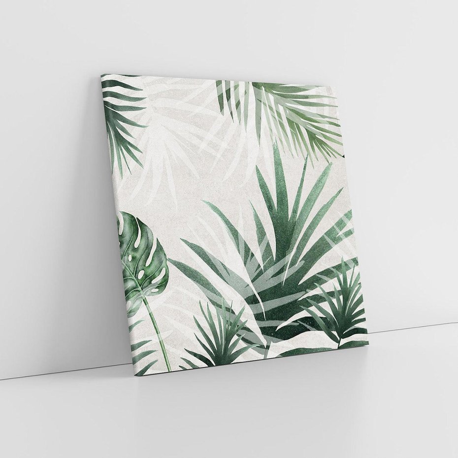 Obraz na płótnie 70x70 - Tropikalne Akwarele - tropikalne liście, akwarela