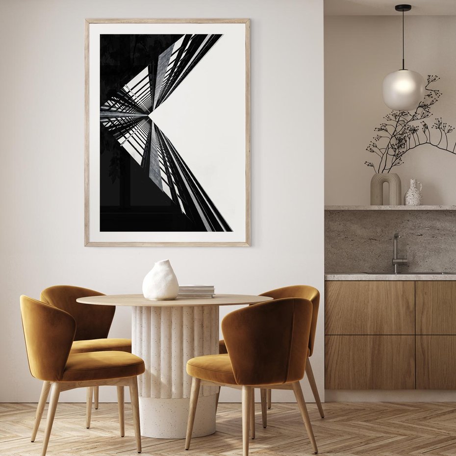 Plakat w ramie 30x40 - Nowoczesność w Linii - architektura, proste linie - rama drewno