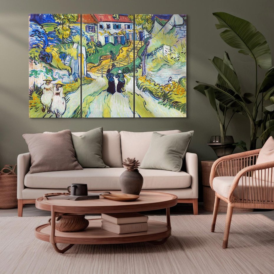 Obraz na płótnie 120x80 - "Schody w Auvers" (1890) Vincent van Gogh - Reprodukcja - reprodukcja, obraz na płótnie