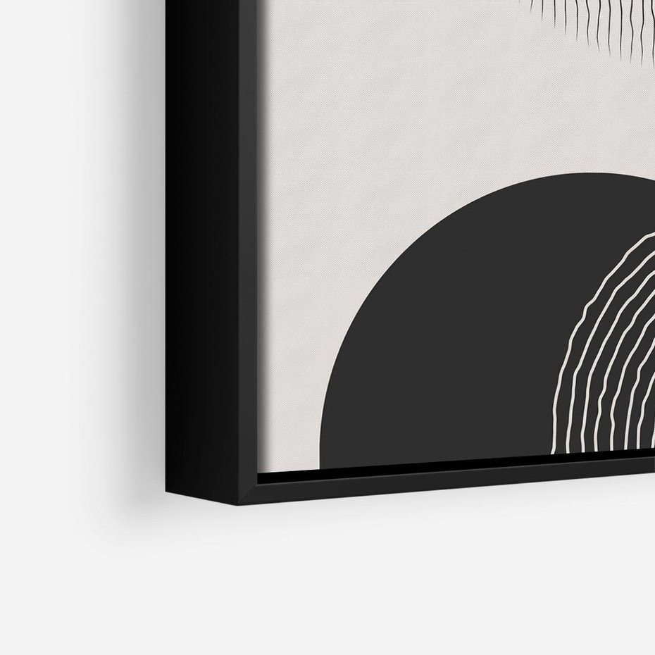 Obraz w ramie 50x50 - Przenikająca Rzeczywistość - abstrakcyjna kompozycja, okręgi i półokręgi - rama czarna