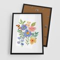 Plakat w ramie 50x70 - Kwiatowe Opowieści - akwarelowe polne kwiaty, minimalistyczna sztuka - rama czarna