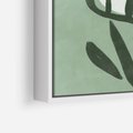 Obraz w ramie 50x50 - Objęcia Zieleni - zielona abstrakcja, zgaszona zieleń - rama biała