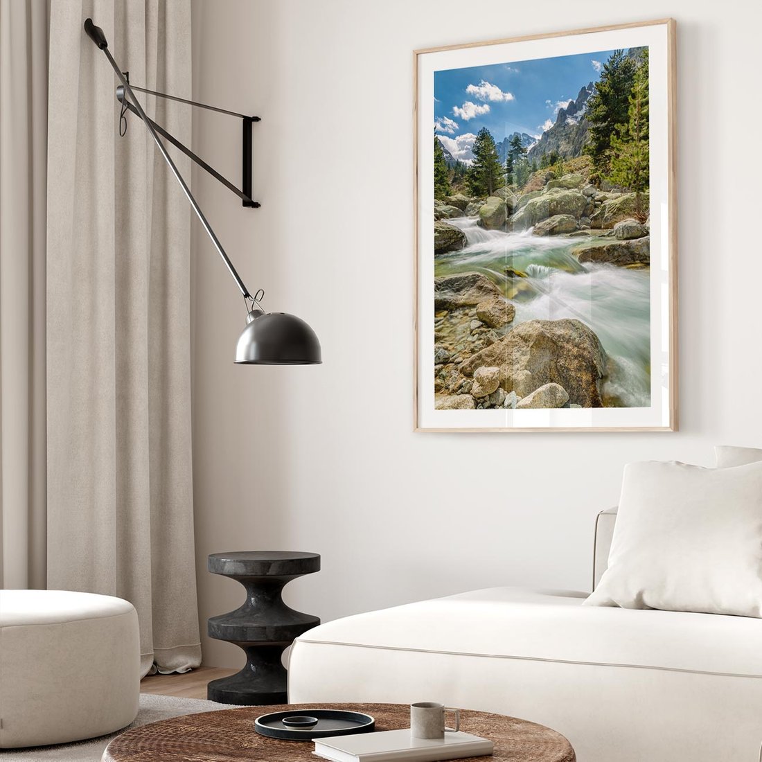 Plakat w ramie 40x50 - Górski strumyk w harmonii - strumyk, górski - rama drewno