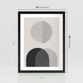 Plakat w ramie 30x40 - Przenikająca Rzeczywistość - abstrakcyjna kompozycja, okręgi i półokręgi - rama czarna