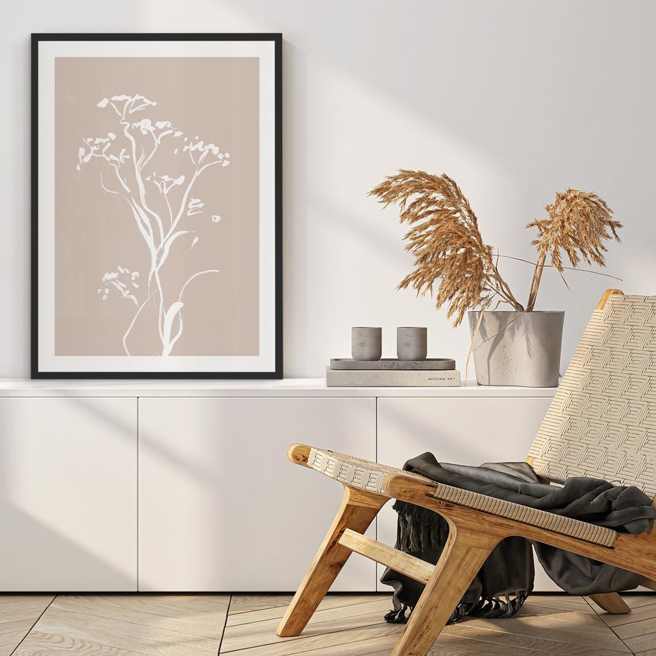 Plakat bez ramy 40x50 - Harmonijne Mini Boho - minimalistyczny delikatny obraz, beżowe odcienie