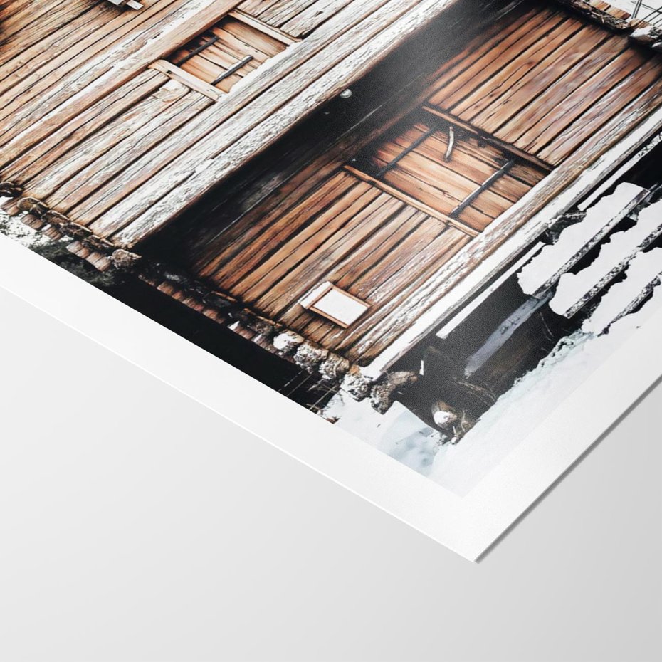 Plakat bez ramy 50x70 - Śnieżny Ustronny Raj - domek w górach, śnieg