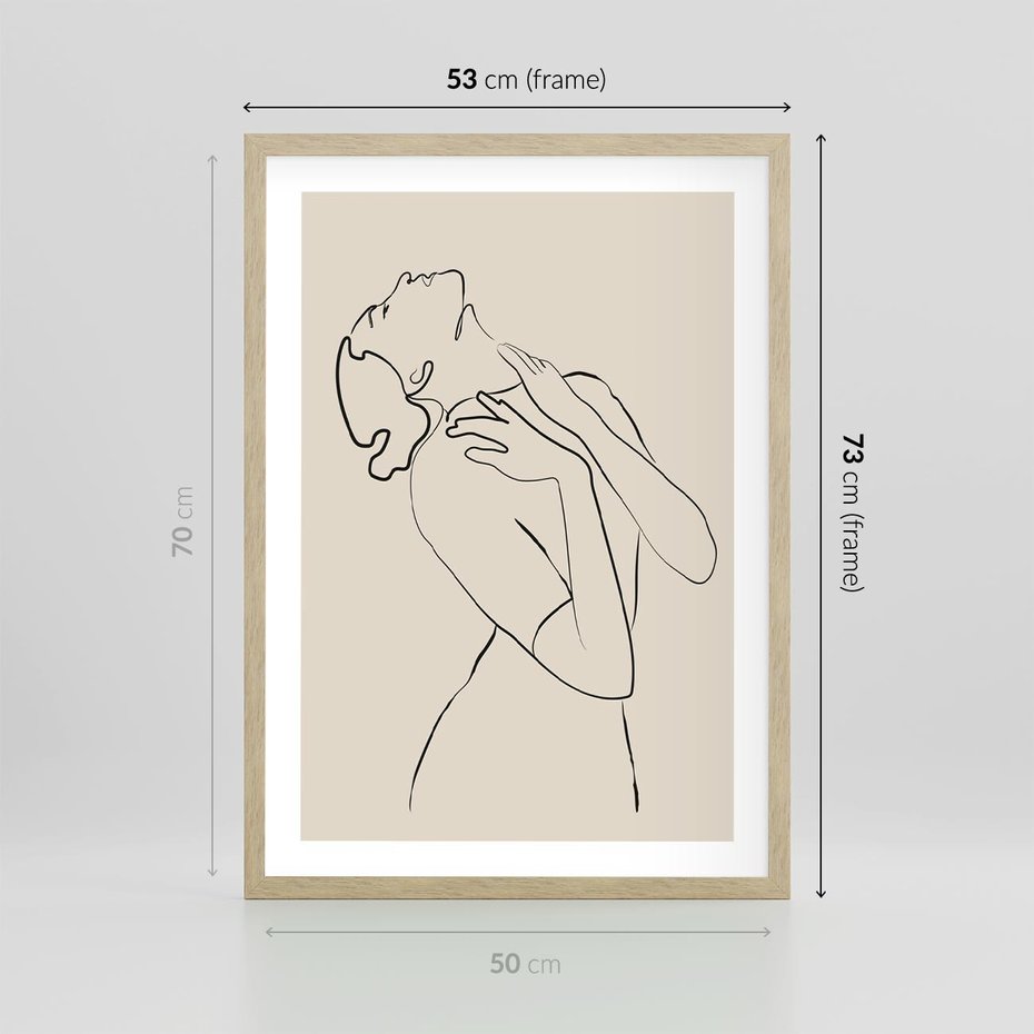 Plakat w ramie 50x70 - Bezkresny Taniec - kobieta, szkic - rama drewno