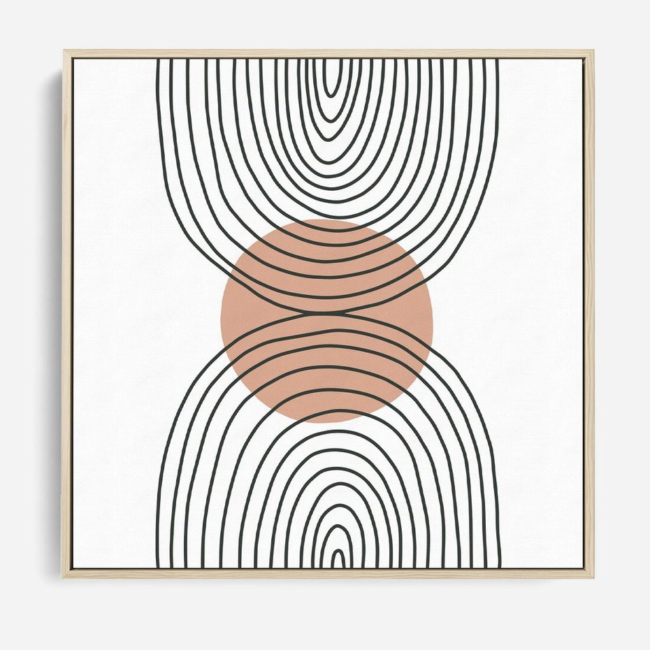 Obraz w ramie 50x50 - Przenikające Widzenia - półkola, koło - rama drewno