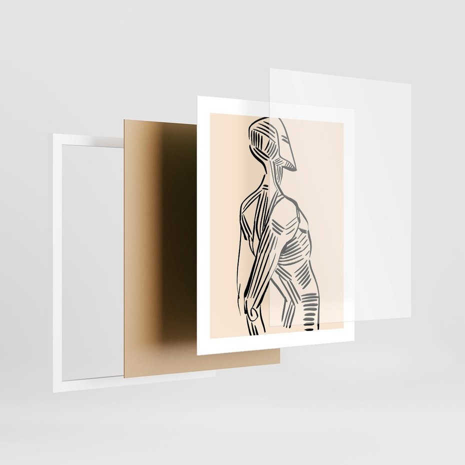 Plakat w ramie 40x50 - Eksploracja Wizualna - szkic, czarno biały - rama biała