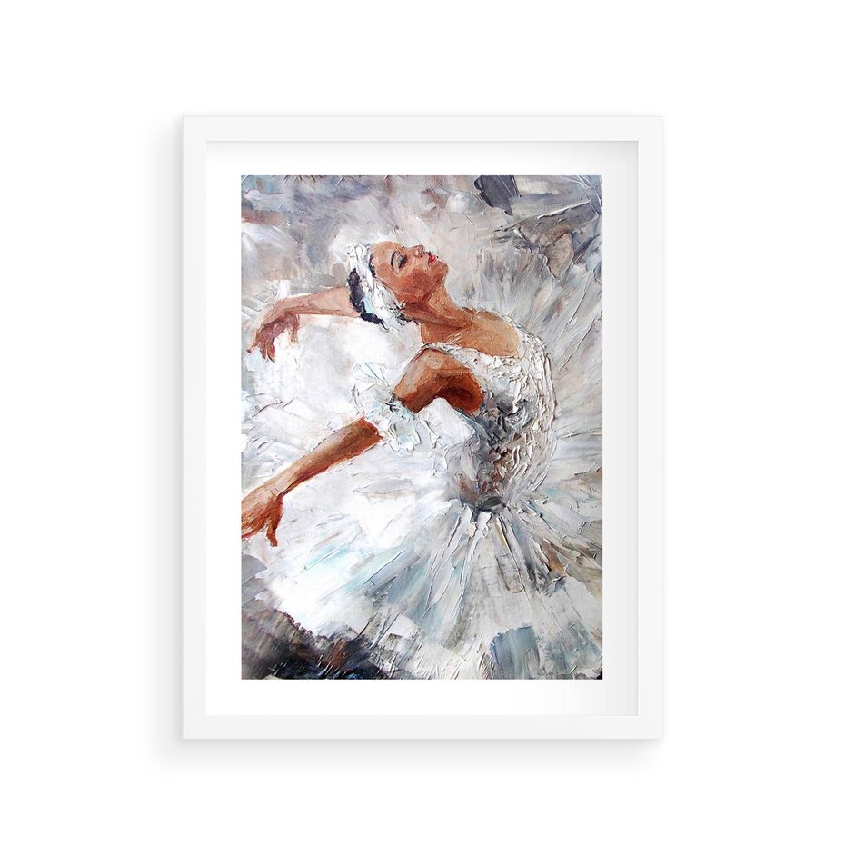 Plakat w ramie 30x40 - Baletowa Sztuka - balet, sztuka - rama biała