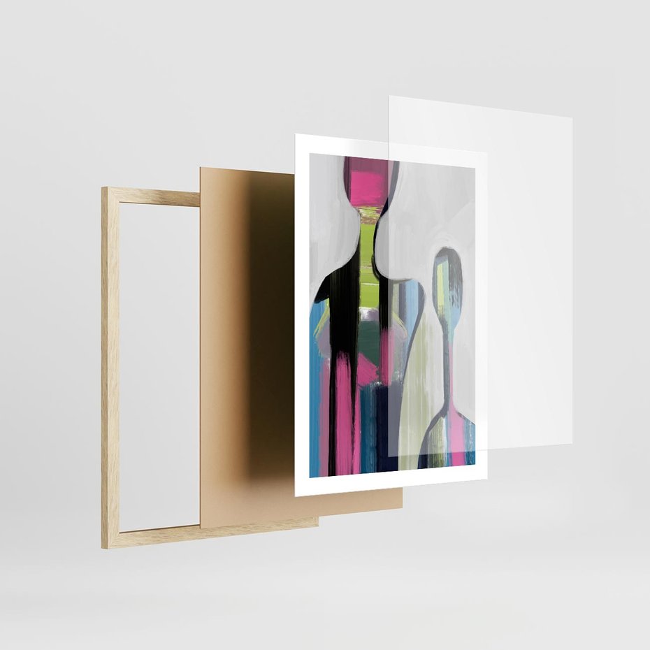 Plakat w ramie 50x70 - Wnętrza Kształtów - abstrakcyjna sztuka, nowoczesny obraz - rama drewno