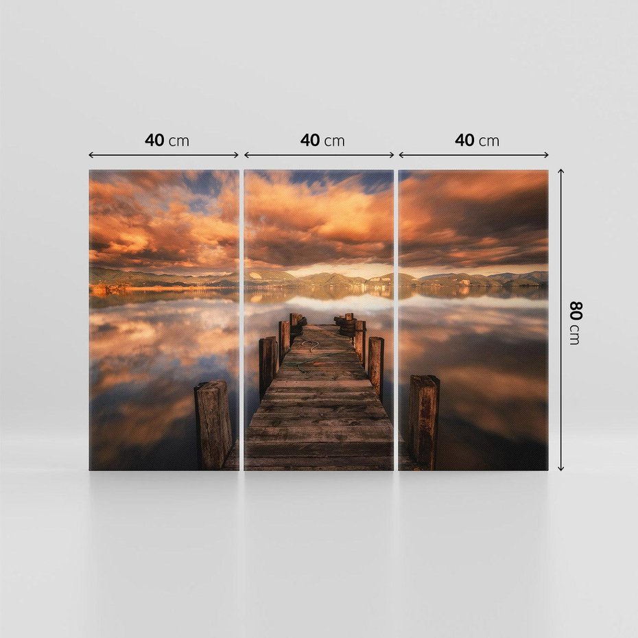Obraz na płótnie 120x80 - Spacer po molo nad jeziorem - molo, jezioro