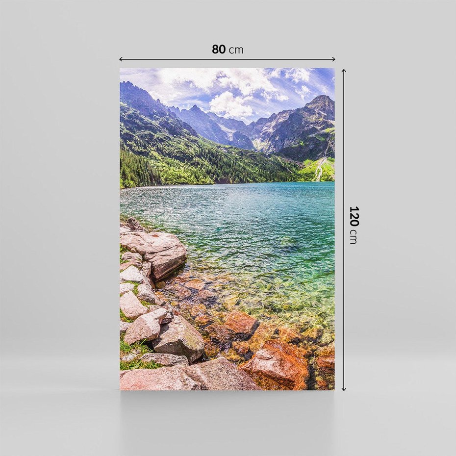 Obraz na płótnie 80x120 - Majestat gór - góry, jezioro