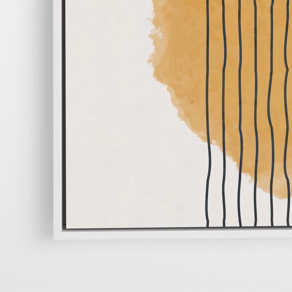 Obraz w ramie 50x50 - Taniec Emocji - abstrakcyjne akwarelowe plamy, nieregularne kreski - rama biała