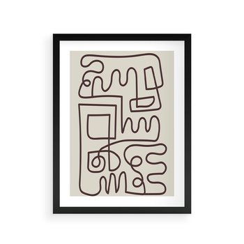 Plakat w ramie 30x40 - Etniczna Abstrakcja - nowoczesna boho grafika, abstrakcja - rama czarna