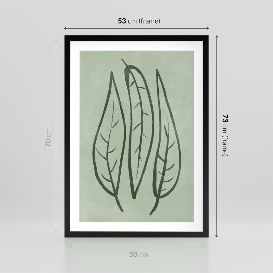Plakat w ramie 50x70 - Energetyczne Ekspresje Natury - zielony plakat, roślinne motywy - rama czarna