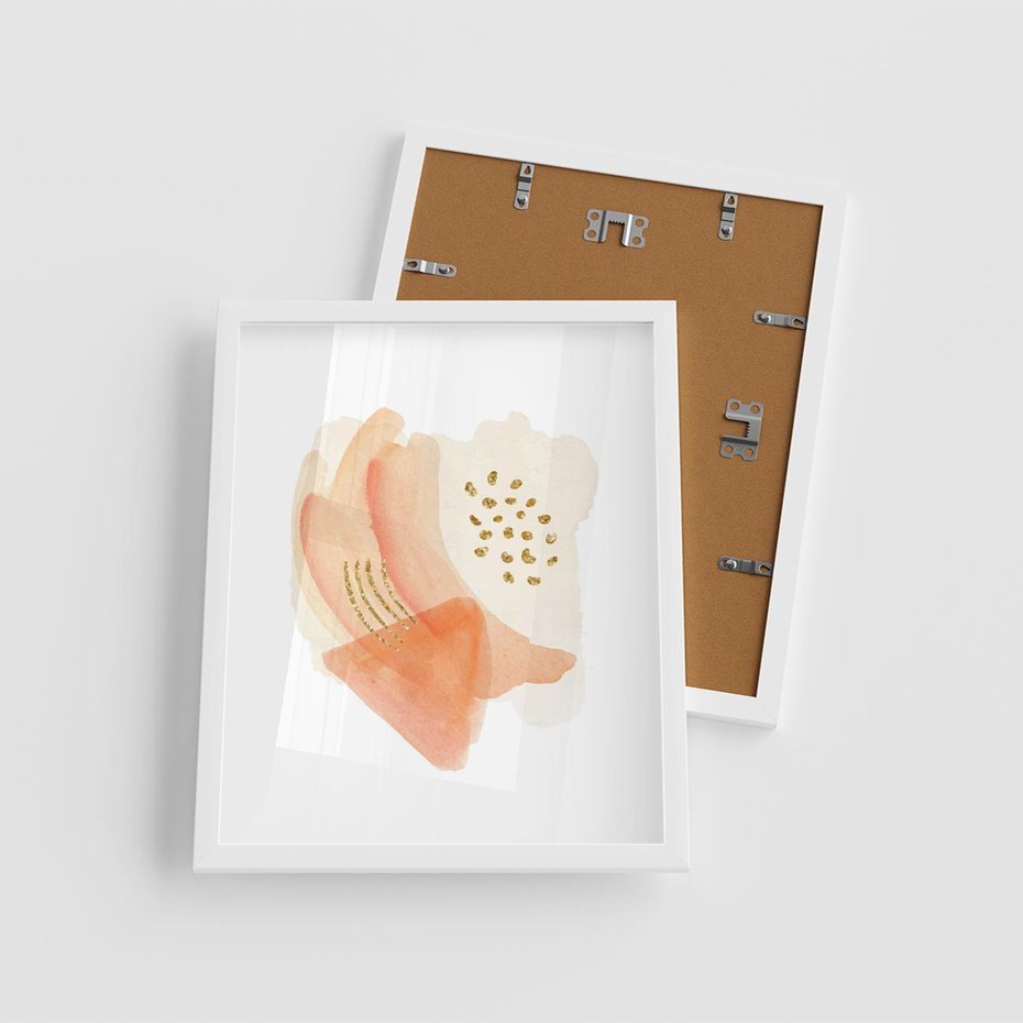 Plakat w ramie 40x50 - Rozkwitające Odbicia Form - abstrakcyjne akwarelowe plamy, minimalizm - rama biała