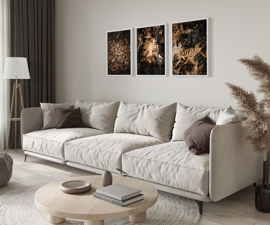 Zestaw obrazy w ramie 40x50 galeria - Suche, jesienne, liście, las - rama biała