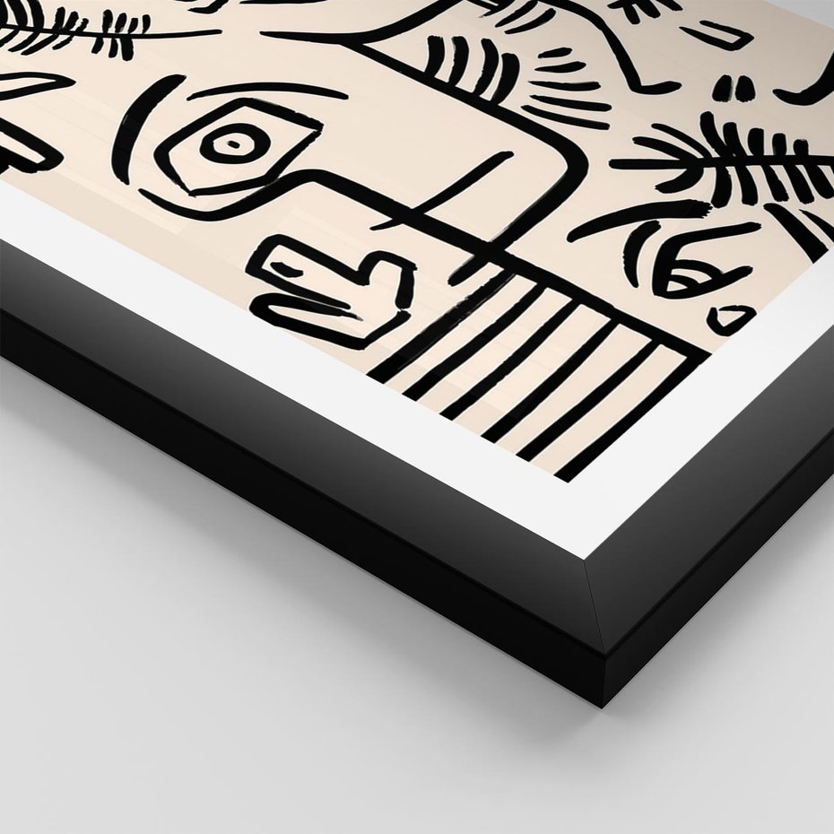 Plakat w ramie 40x50 - Ekspresyjne Odbicia Współczesności - abstrakcyjna grafika, minimalizm - rama czarna