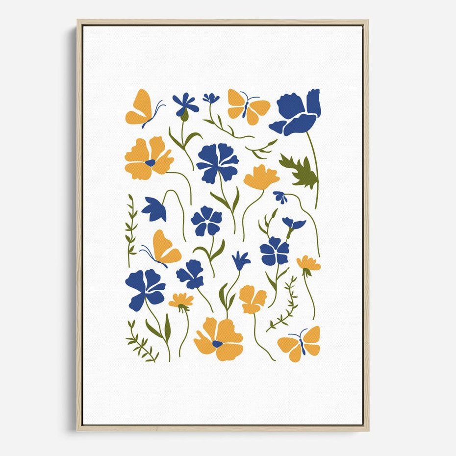 Obraz w ramie 70x100 - Odgłosy Wizji - kwiaty, sztuka nowoczesna - rama drewno