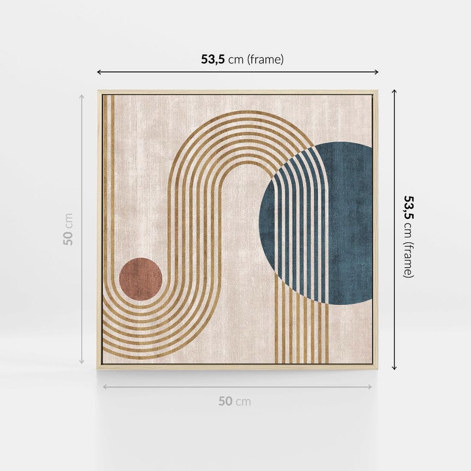 Obraz w ramie 50x50 - Melodia ukrytych snów - retro grafika, styl mid-century - rama drewno