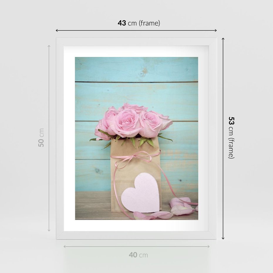 Plakat w ramie 40x50 - Uczucie W Pełnym Rozkwicie - kwiaty, romantyczne - rama biała