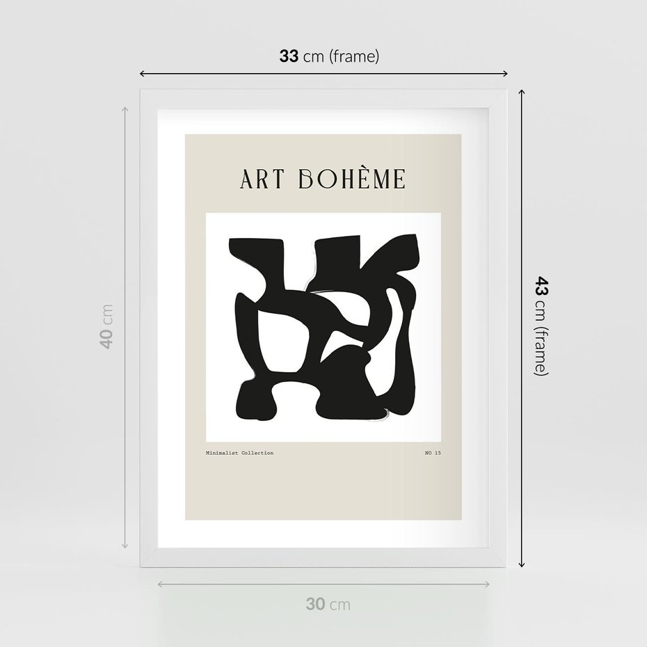 Plakat w ramie 30x40 - Boho Szepty - boho plakat, minimalizm - rama biała