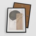 Plakat w ramie 50x70 - Jedną Linią: Kobieca Twarz - abstrakcja, plamy w tle - rama czarna