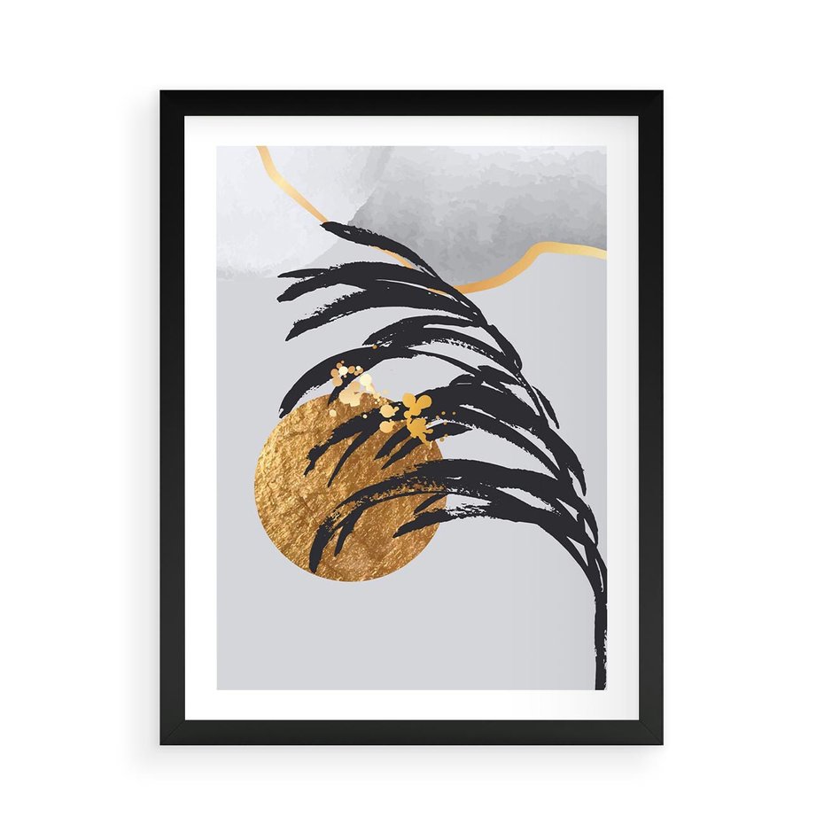 Plakat w ramie 50x70 - Palma w Szkicu - nowoczesna grafika, palma - rama czarna
