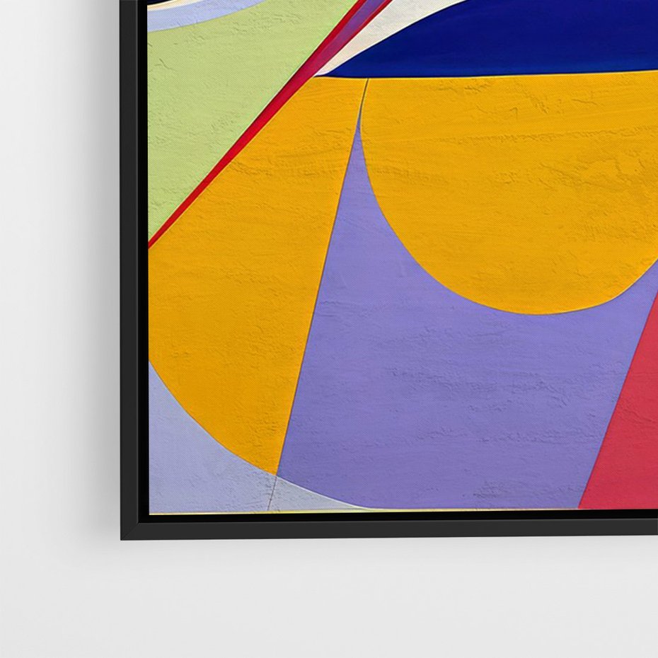 Obraz w ramie 70x100 - Kolorowe Przesunięcia Kształtów - abstrakcyjny obraz olejny, żywe kolory - rama czarna