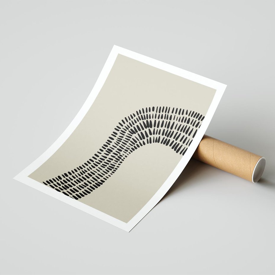 Plakat bez ramy 50x70 - Migotliwa Innowacyjna Ekspresja - boho plakat, czarne kropki kreski